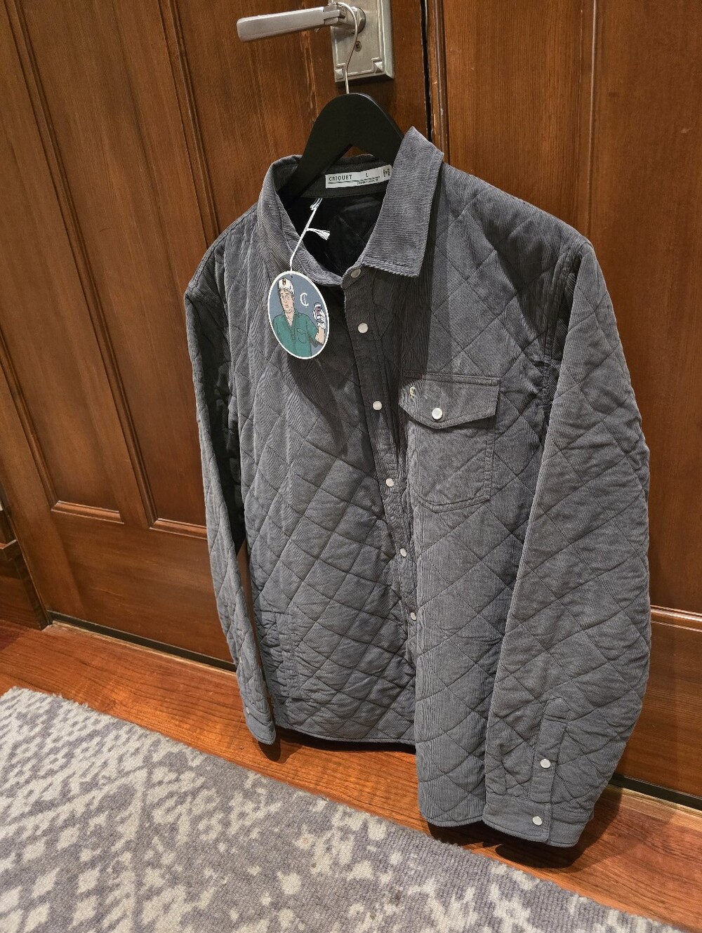 Criquet. New w/tags. Size L. Corduroy Quilted Button-Front Jacket - Gray - Picture 5 of 5